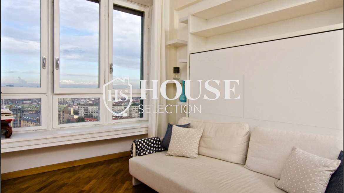 Affitto appartamento monolocale grattacielo skyline, arredato, ascensore, Milano 1